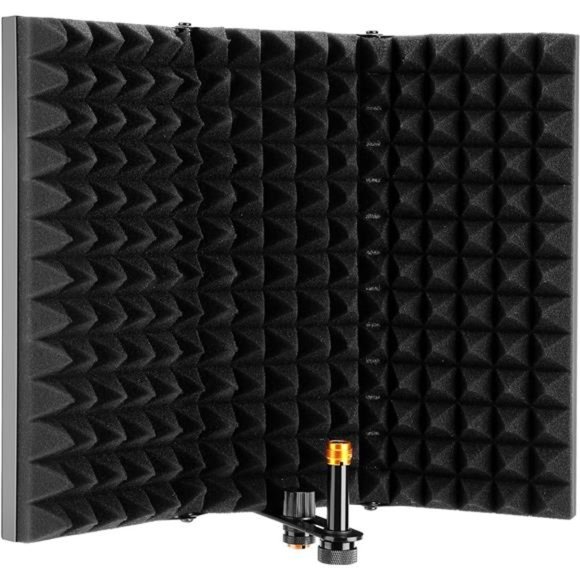 Microphone Isolation Shield, Foldable Adjustable Durable Studio Recording - Picture 1 of 6
